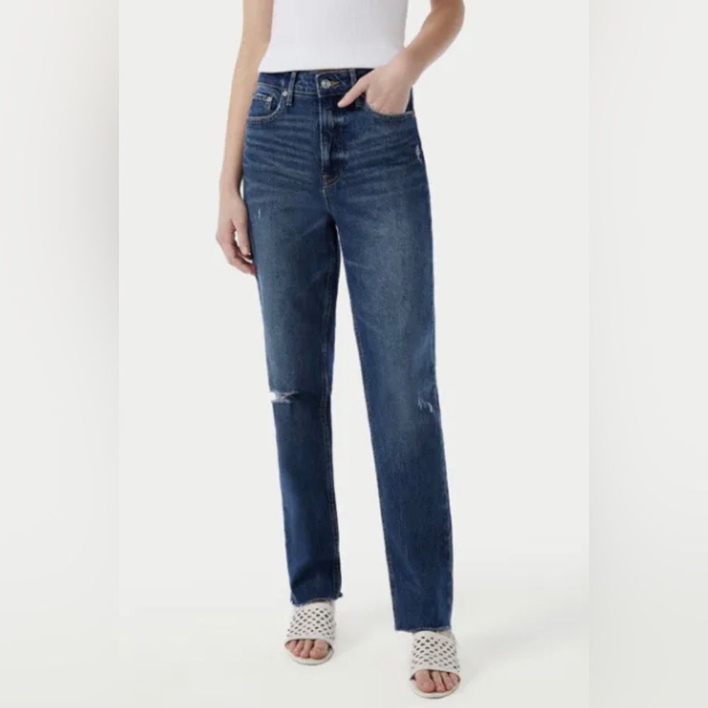 NWT Free Assembly Women’s Super High Rise Straight Raw Hem Jeans Size 12